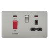 Knightsbridge Screwless 45A Cooker Switch With 13A Switched Socket - Brushed Chrome